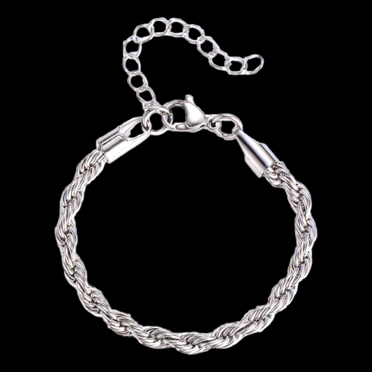 Bracelet en corde argentée